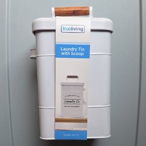 True Living White Laundry Tin with Scoop
